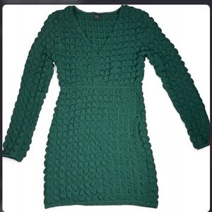 SHEIN Green Long Sleeve Knit Dress